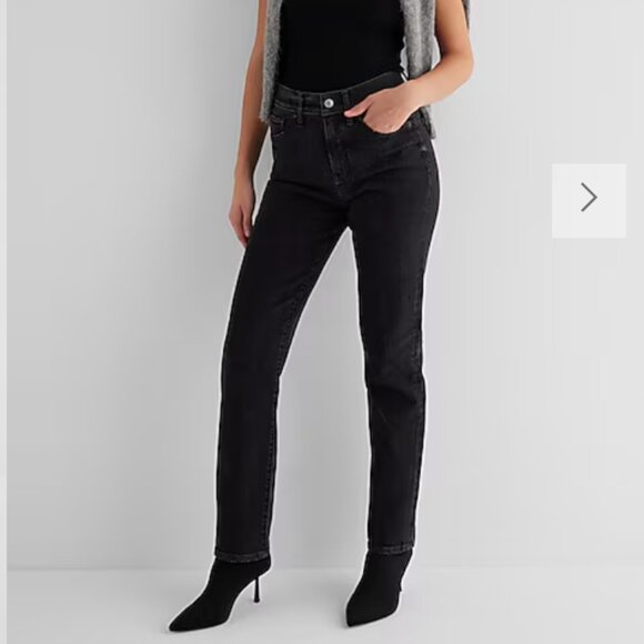 Brand: Express, High Waisted Black Modern Straight Jeans, size 4 - Picture 1 of 1